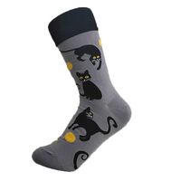 HY-1227 2021 nouveau Design Jacquard chat chaussettes pour femmes mi-mollet équipage longueur heureux cochon dessin animé respirant tricoté Chaussettes