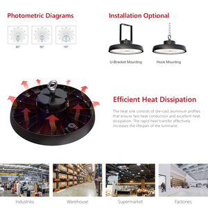 3cct có thể chuyển đổi UFO dẫn ánh sáng bay cao 160lm/W 100W 200W 240W IP65 kho siêu thị nhà để xe nhà máy công nghiệp chiếu sáng - Product Image 5