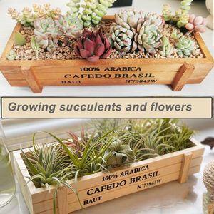 Pots de jardinières succulentes <span class=keywords><strong>en</strong></span> <span class=keywords><strong>bois</strong></span> Rectangle jardinières succulentes boîte Pot de <span class=keywords><strong>jardin</strong></span> de fleurs maison déco pour intérieur et extérieur - Product Image 3