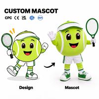 Costume de mascotte professionnel en EVA pour la marche, motif balle de tennis, conception personnalisée, personnages d'équipe sportive, costume de mascotte en peluche