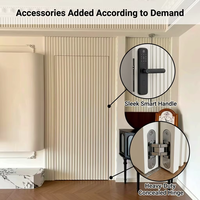 Porte à grille cannelée moderne en aluminium et bois, panneaux à lattes verticales, utilisation intérieure, isolation acoustique