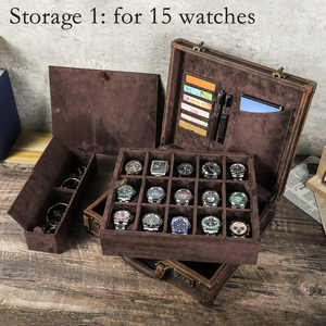 Hộp đựng đồng hồ da cao cấp <span class=keywords><strong>15</strong></span> ngăn, khắc logo tùy chỉnh, có khóa, dành cho nam, trưng bày & sưu tầm đồng hồ, model CF1216 - Product Image 2