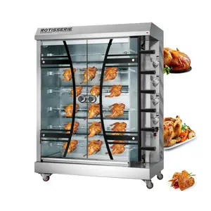 Grande capacidade comercial temperado vidro temperatura controle elétrico frango Rotisserie máquina