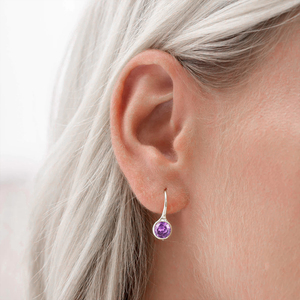 Boucles d'oreilles pendantes CANNER Simple S925 en argent sterling avec zircon violet, plaqué or 18 carats, bijoux pour femme - Product Image 5