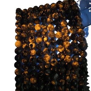 Accesorios de cuentas de piedra de llama natural Cuentas de bricolaje con brillo de Sol <span class=keywords><strong>Naranja</strong></span> Cuentas redondas Mineral crudo que comprende <span class=keywords><strong>jaspe</strong></span> de obsidiana de howlita - Product Image 1