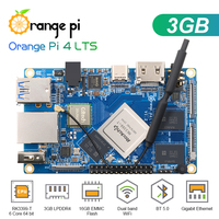 Carte de développement Orange Pi 4 LTS 3G/16G 1.5A, Flash EMMC, LPDDR4, Rockchip RK3399-T, Ethernet Gigabit, Wifi+BT5.0, Linux