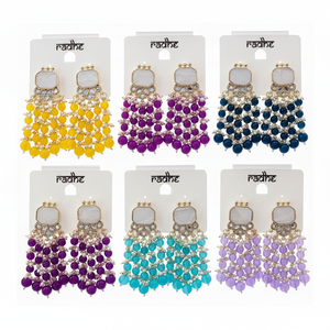 Pendientes de Oro con Piedras Kundan y Cuentas, Joyería de Diseño para Mujer, para Fiestas y Bodas - Product Image 2