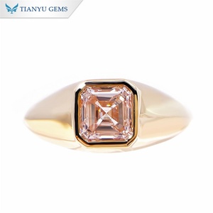 Tianyu GEMS 14K แหวนทองทึบประกอบไปด้วยเพชรสีชมพูประกายตัดมรกตหลากรูปแบบสีทอง18K ตัวเลือก - Product Image 1