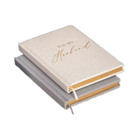 Cahiers écologiques personnalisés A5 Journal en tissu latéral avec colonne vertébrale dorée Planificateur en papier noir effaçable réutilisable Tissu en soie Cuir de lin A4/A6