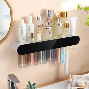 Hot Sales Bathroom Wall Mounted Toothbrush Holder Automatic Toothpaste Dispenser Toothpaste Squeezer With 4 Cups