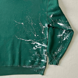 2026 420GSM Waldgrüner Übergroßer Hoodie mit Handgestreiften Weißen Farbflecken für Herren, Grunge Avantgarde Streetwear - Product Image 3