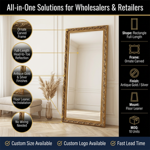 Vintage Dressing <strong>Mirror</strong> Carved European Style Gold Antique <strong>Mirror</strong> Full Length Large <strong>Mirror</strong> - Product Image 4