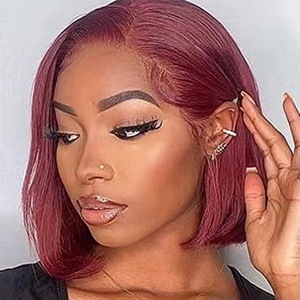 FH Perruques de cheveux bon marché Prix de gros # 99J 100% perruque de cheveux raides brésiliens perruque de cheveux humains bruts Remy bob court - Product Image 2