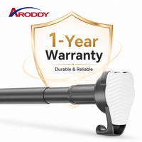ARODDY Tringle à rideau à tension sans perçage, glisse fluide, 25 mm, 62,99-98,43 pouces, robuste, en acier au carbone, avec verrouillage interne et crochets