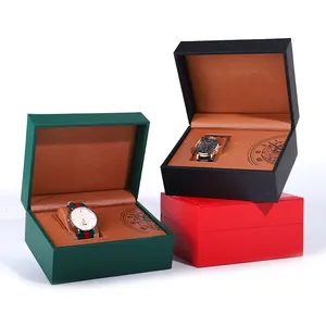 Hanhong custom luxury gift box PU High End leather Cases Plastic Watch Boxes watch packaging box