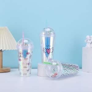 La populaire tasse à thé au lait en paille à double couche, tasse en plastique anti-chute, sens de la conception de boissons froides et style d'ambiance - Product Image 4