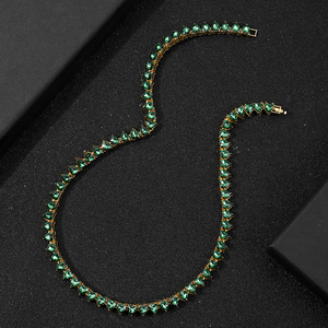 Chaîne de tennis hip-hop 5 mm verte, chaîne de tennis <span class=keywords><strong>en</strong></span> alliage à rangée unique, collier pour hommes et femmes, bijoux polyvalents, cadeau - Product Image 5