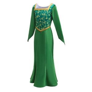 Costume Complet de Cosplay Princesse Fiona Monstre pour Fille : Robe Verte, Perruque, Oreilles et Barrettes DONG-002 - Product Image 4