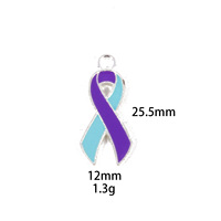 Breloques de sensibilisation à la prévention du suicide pour événements et fêtes sur le thème du suicide, accessoires de décoration, 10 pièces, pendentifs breloques ruban violet et turquoise