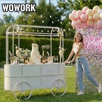 WOWORK Gerobak Bunga Logam Vintage Tahan Air untuk Dekorasi Pesta dan Ulang Tahun