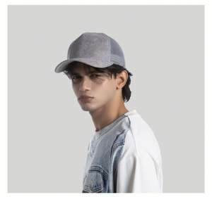 Casquette de baseball en daim à 5 panneaux personnalisée, noire, de haute qualité, avec logo personnalisé, pour hommes - Product Image 6