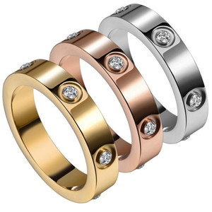 Anelli personalizzati senza allergie ad alta lucidatura in acciaio al titanio placcato oro 14k con diamanti da donna - Product Image 1