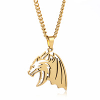 Fabricant en gros en acier inoxydable aucun ne se décolore rétro dominateur Dragon flamme Dragon pendentif nouveau collier