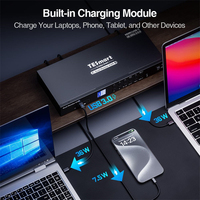 Commutateur KVM TESmart 4x2 HDMI USB-C prenant en charge le mode MST 4K60HZ, ports USB 3.0, émulateurs EDID, commutateur vidéo double écran