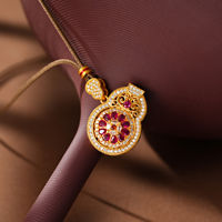 Collier pendentif gourde doré pour femme TANGPEI, en alliage et tissu, avec strass rouges, bijoux de mode