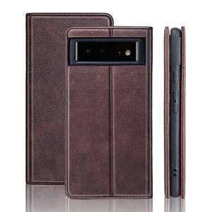 Folio design brown couleur véritable téléphone en cuir folio boîte mobile téléphone portefeuille pour google <span class=keywords><strong>pixel</strong></span> <span class=keywords><strong>6</strong></span> cas - Product Image 1