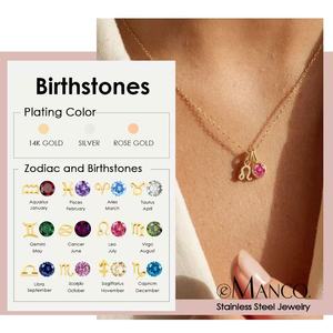 Collar con Símbolo <span class=keywords><strong>de</strong></span> los 12 Signos del Zodiaco, Collar <span class=keywords><strong>de</strong></span> Lujo con Cristal <span class=keywords><strong>de</strong></span> Agua Colorido, Collar <span class=keywords><strong>de</strong></span> Acero Inoxidable con Piedra <span class=keywords><strong>de</strong></span> Nacimiento - Product Image 1
