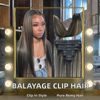 Extensiones de Cabello Natural con Clip, Cabello Virgen Remy de Doble Trama, Cabello Humano Real Liso para Trenzas, Cabello Rizado Birmano Natural