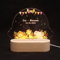 Lampe de nuit pour enfants Livraison directe Cadeau personnalisé pour bébé Nouveau-né Lumière animale UV Acrylique Led Clair Décor Cadeau d'anniversaire Lumière de chambre Lampe de nuit pour enfants