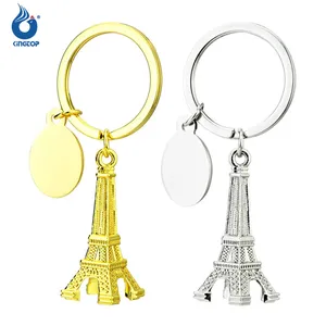 Kingtop 2024 Paris Tourist Souvenir Metal Key Chains Eiffel Tower Arc De Triomphe Soccer Key Chains Metal Crafts Custom KeyChain