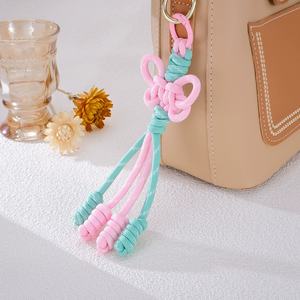 Customized Colorful Strap Braided Butterfly Bag Charms Women Fashion Summer Beach Holiday Accessories Girls Lucky Car <b>Key</b> <b>Chain</b> - Product Image 3