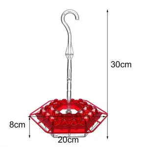 Automatic Red Plastic Hummingbird Feeder For Birds For Outdoor Garden Stylish Pet Bowl Feeder With Unique Features