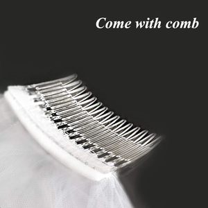 Voile de mariée blanc à deux couches ODM avec peigne, en tulle appliqué, lavable en machine pour femme - Product Image 4
