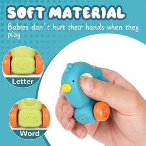 Jinying alfabeto tirare indietro auto animale disegni giocattolo educativo per il bambino gomma morbida rotolamento del veicolo ABC apprendimento giocattolo prescolare - Product Image 4