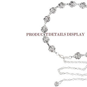 Chaîne de taille en alliage métallique avec plaque <span class=keywords><strong>creuse</strong></span> en forme de fleur Ceinture douce à la mode de style punk transfrontalier - Product Image 3