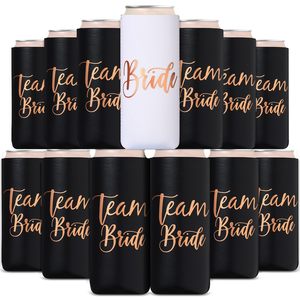 Mangas enfriadoras delgadas para deshierbe para fiesta nupcial Novia Can Koozies Mangas delgadas para despedida de soltera Favor Despedida de soltera - Product Image 1