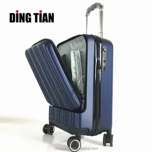 20 Inch ABS PC Front Opening Smart Luggage Business Suitcase With Laptop Pocket Hot Sale Travel Trolley Bag Airplane Boarding