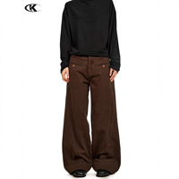 Salopette en jean rétro de style américain 11KN, couleur café foncé, pour hommes et femmes, ample, jambes larges, coupe trapèze, taille mi-haute, coupe droite, pantalon décontracté