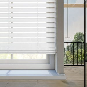 Factory Custom Sizes Faux Wood Plain Light Filtering Roller <b>Shades</b> Built-In Electric Horizontal Waterproof Durable for Holiday - Product Image 2