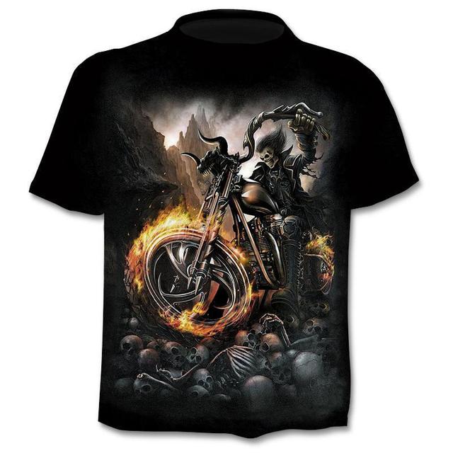 3D Skull T-Shirts Summer Novelty Graphic Tee Shirt Print Fashion Skull T-Shirts for Men Funny Printed Short Sleeve Tee Shirts