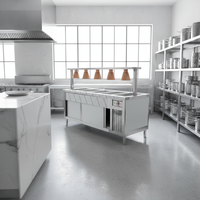 Bain-marie commercial pour buffet avec éclairage, en acier inoxydable, design moderne, démontable