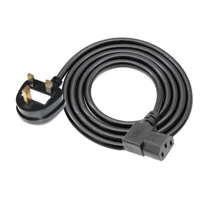 Cable de extensión de alimentación estándar británico, Conector de 3 pines, 0,75 mm2, para Iec C13