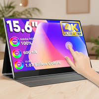 Moniteur portable SIBOLAN 15,6 pouces, écran tactile 4K, haut-parleurs intégrés, prise en charge USB pour ordinateur portable, moniteur OEM, compatible PS5