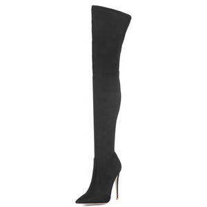 Multi-colors Size 45 Women's Over Knee <b>Boots</b> Stretch Fabric Thigh High <b>Boots</b> Women Skintight Stiletto Shoes on Long <b>Boots</b> - Product Image 5