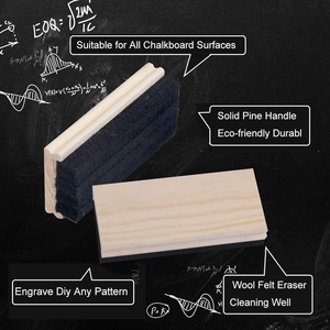 Effaceur à <span class=keywords><strong>craie</strong></span> en <span class=keywords><strong>feutre</strong></span> de laine sur base en bois massif, sans poussière, pour tableau noir, idéal pour l'école, la salle de classe, le bureau, la maison, nettoyeur de tableau noir - Product Image 4