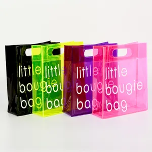 Kleine Neon Print Zwembikini Tas Transparant Candy Color Pvc Make-Up Tas Met Handvat